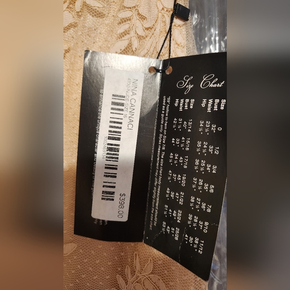 NWT Vintage Size 16 Nina Canacci Nude Floral Lace Sheath Gown - Picture 7 of 7